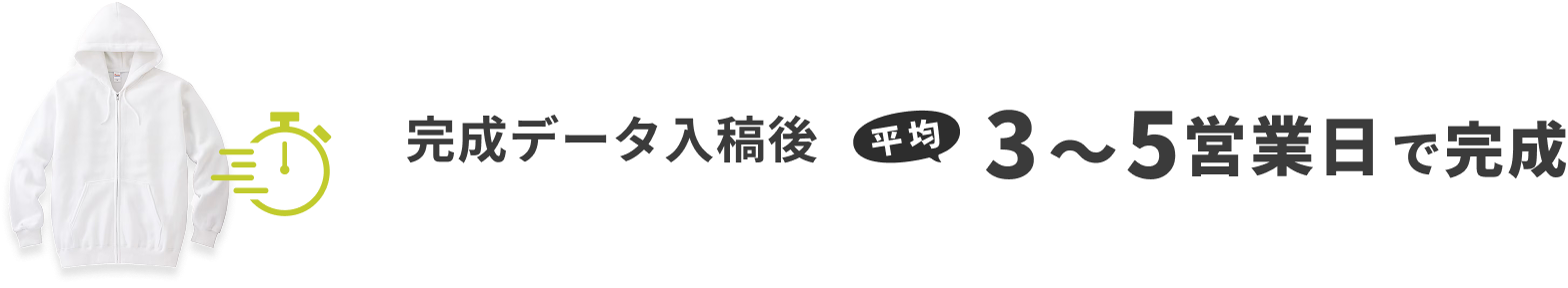 完成データ入稿後 平均3～5営業日で完成