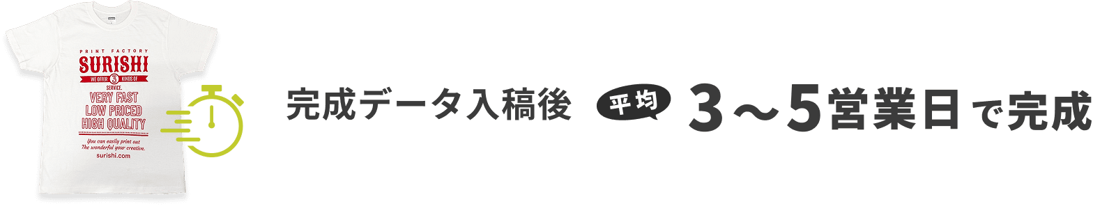 完成データ入稿後 平均3～5営業日で完成